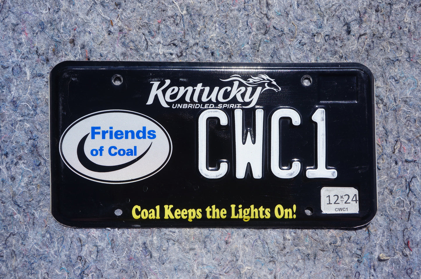 2024 Kentucky Black Friends of Coal Vanity License Plate # CWC1 - COAL KEEPS THE LIGHTS ON