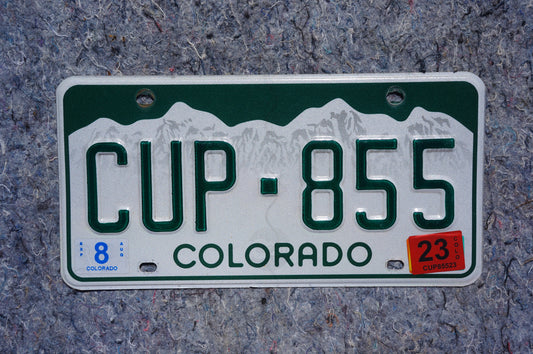 2023 Colorado Snow Mountains License Plate # CUP - 855