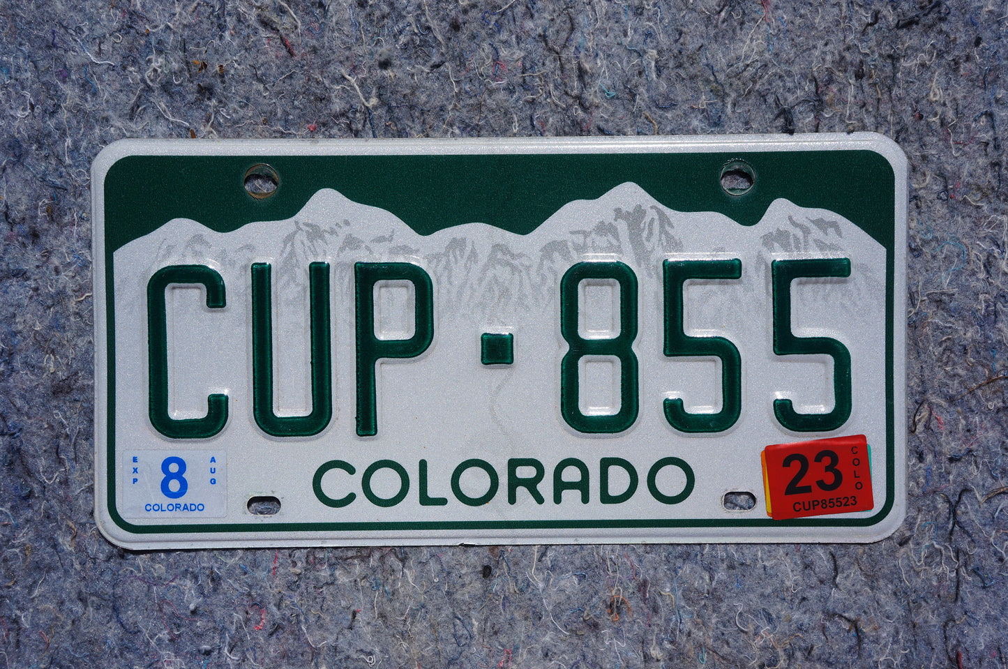 2023 Colorado Snow Mountains License Plate # CUP - 855