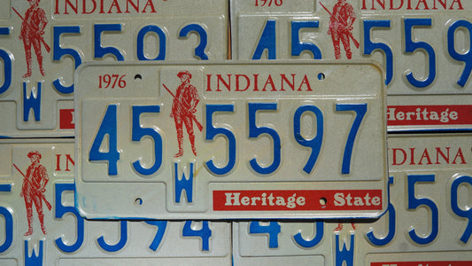 INDIANA LICENSE PLATE - 1976 INDIANA BICENTENNIAL License Plates Tags Soldier