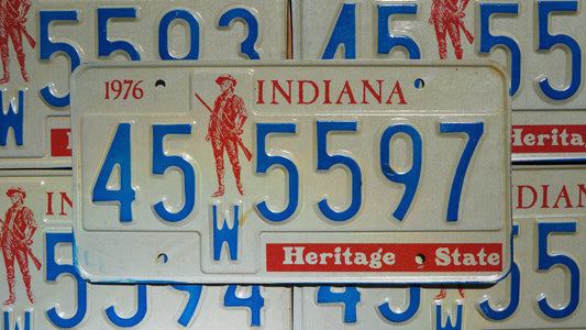 INDIANA LICENSE PLATE - 1976 INDIANA BICENTENNIAL License Plates Tags Soldier