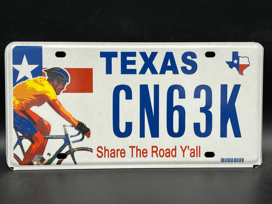 One or More - TEXAS SHARE THE ROAD Y'ALL Biker Biking Graphic License Plate
