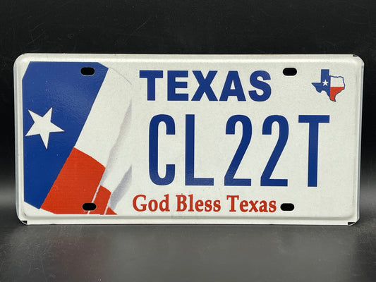 One or More - TEXAS GOD BLESS TEXAS Flag Graphic License Plate