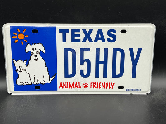 One or More - TEXAS Animal Friendly Dog Cat Graphic License Plate - VG Condition