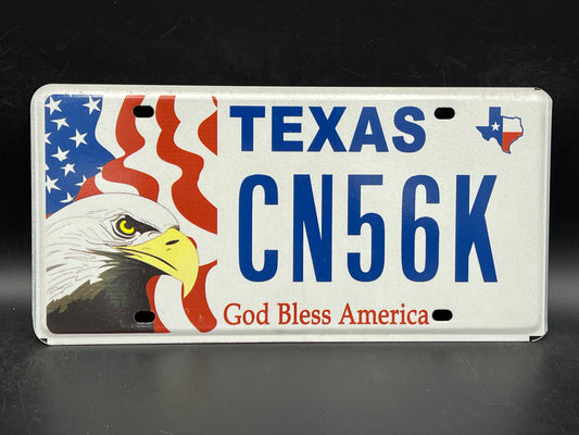 One or More - TEXAS GOD BLESS AMERICA Eagle Flag Graphic License Plate