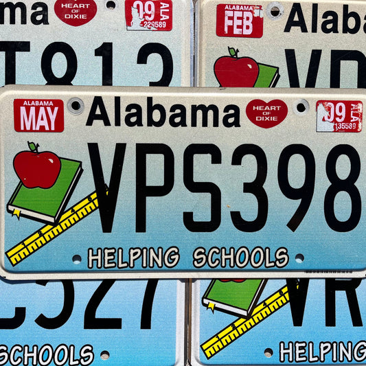 2000s Alabama Helping Schools Colorful Graphic License Plate SUPPORT EDUCATION