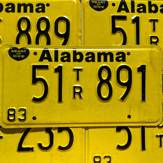 ALABAMA Yellow VINTAGE License Plate Tags Heart of Dixie GOOD Condition