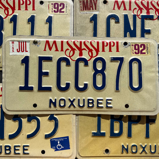 1990s MISSISSIPPI Vintage Embossed  License Plate Tags