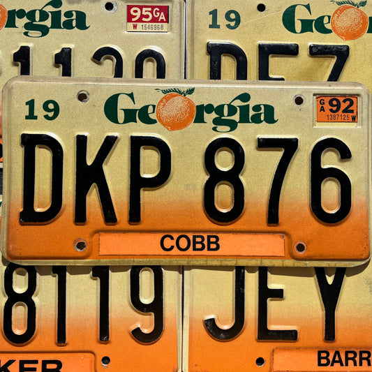 1990s Georgia PEACH Vintage Graphic License Plate Tags Random Numbers