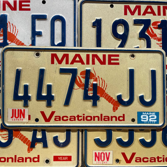 1990s MAINE LOBSTER LICENSE PLATES - Vintage Graphic License Plate Tags Random #