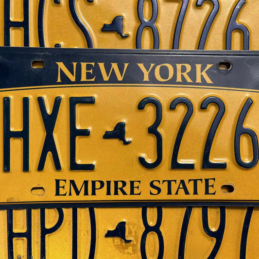 NEW YORK LICENSE PLATE - BLUE ON YELLOW Embossed License Plates - Empire State