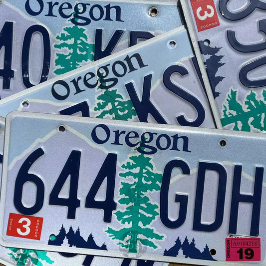 OREGON LICENSE PLATES - Pine Tree Embossed Graphic GOOD  License Plate Tags