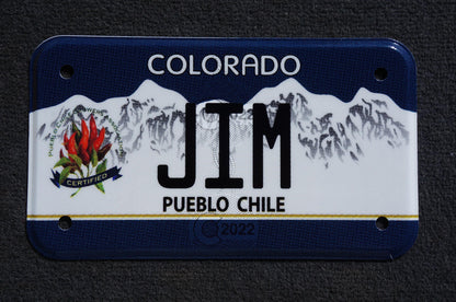 2022 Colorado JIM MOTORCYCLE Pueblo Chile Blue Vanity License Plate
