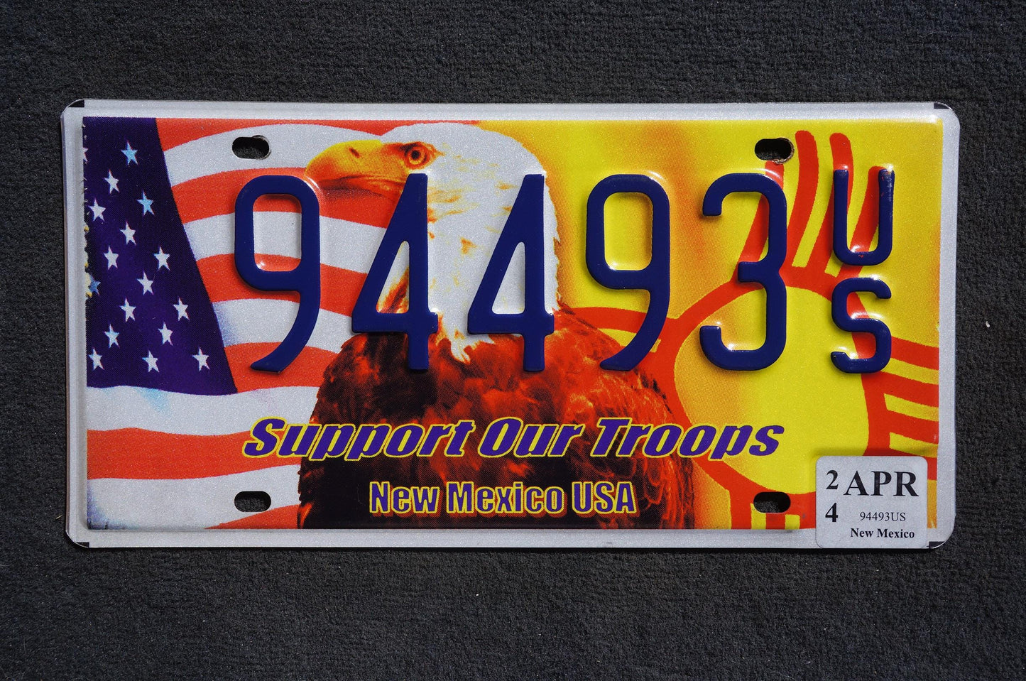 2024 New Mexico SUPPORT OUR TROOPS Flag Eagle License Plate