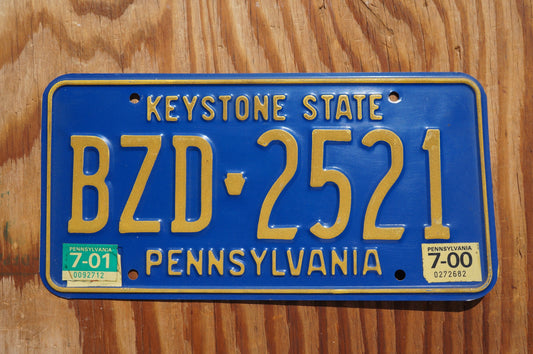 2000 2001 Pennsylvania KEYSTONE STATE Blue License Plate