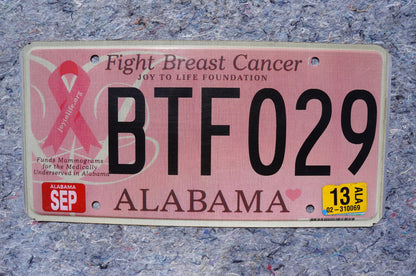 2013 Alabama PINK RIBBON - Fight Breast Cancer - Women Heath - Cancer - License Plate