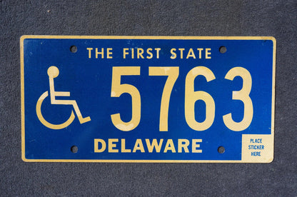DELAWARE License Plate HANDICAP Wheelchair # 5763