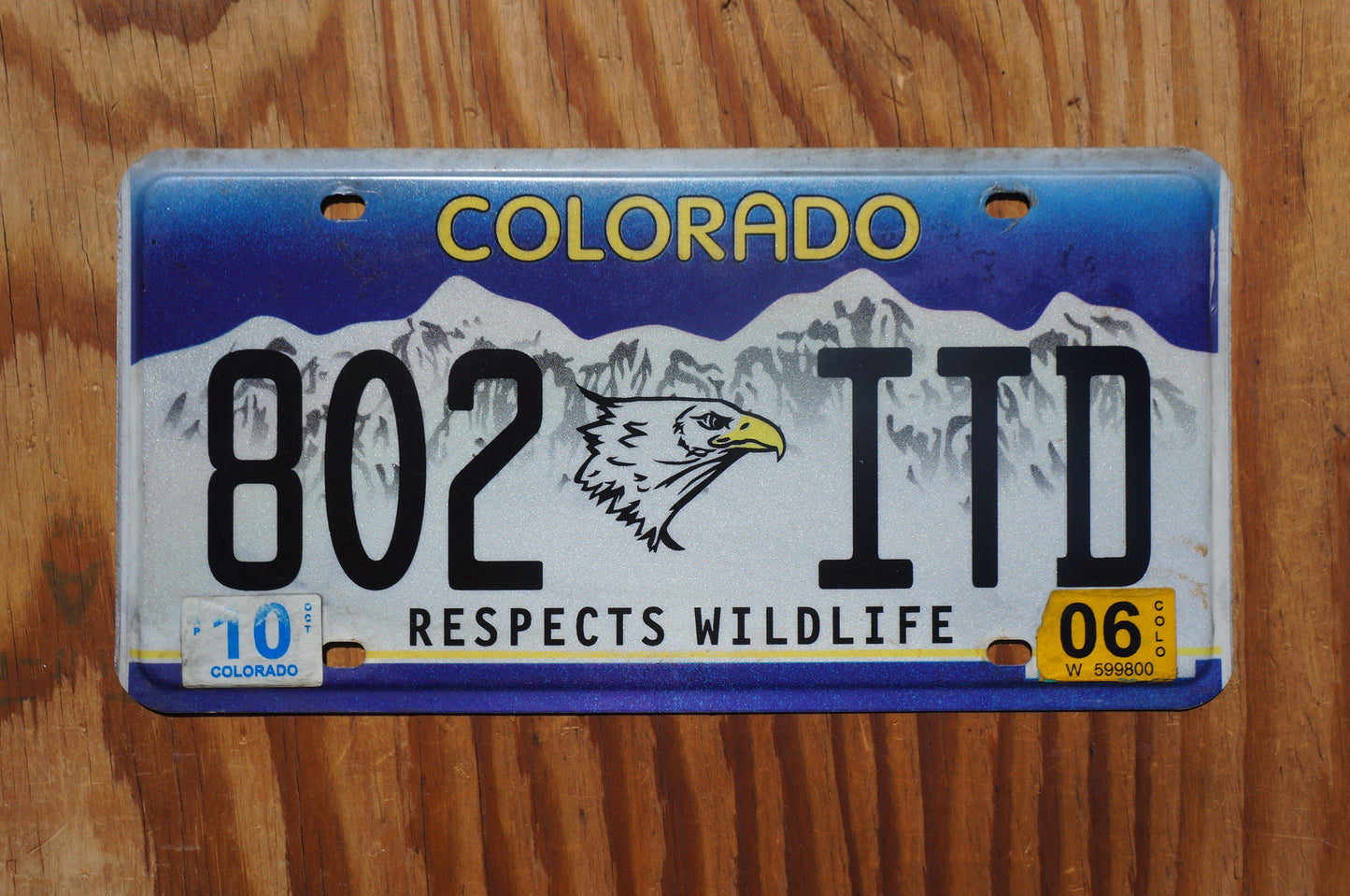 2006 Colorado RESPECT WILDLIFE Eagle Blue License Plate