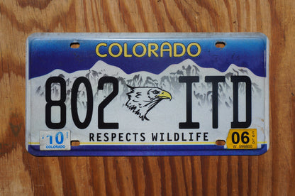 2006 Colorado RESPECT WILDLIFE Eagle Blue License Plate