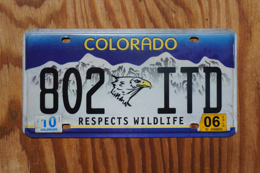2006 Colorado RESPECT WILDLIFE Eagle Blue License Plate