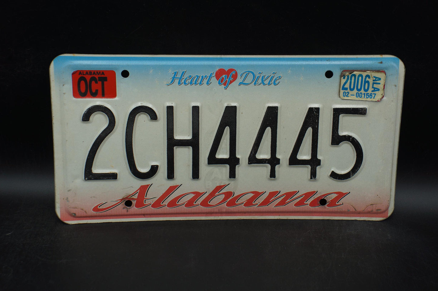 2006 Alabama HEART OF DIXIE License Plate # 2CH4445