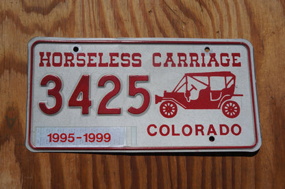 1995 1996 1997 1998 1999 Colorado HORSELESS CARRIAGE License Plate Antique Auto