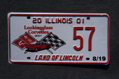 2001 Illinois Lookingglass Corvettes License Plate # 57