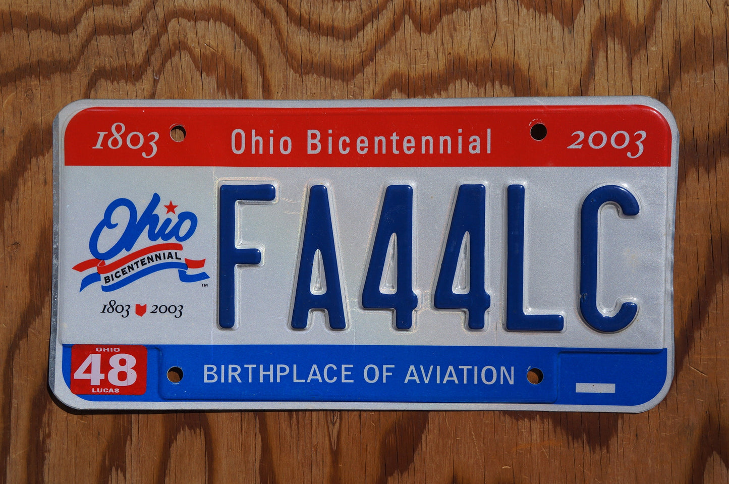 2003 Ohio BICENTENNIAL License Plate - Red White Blue