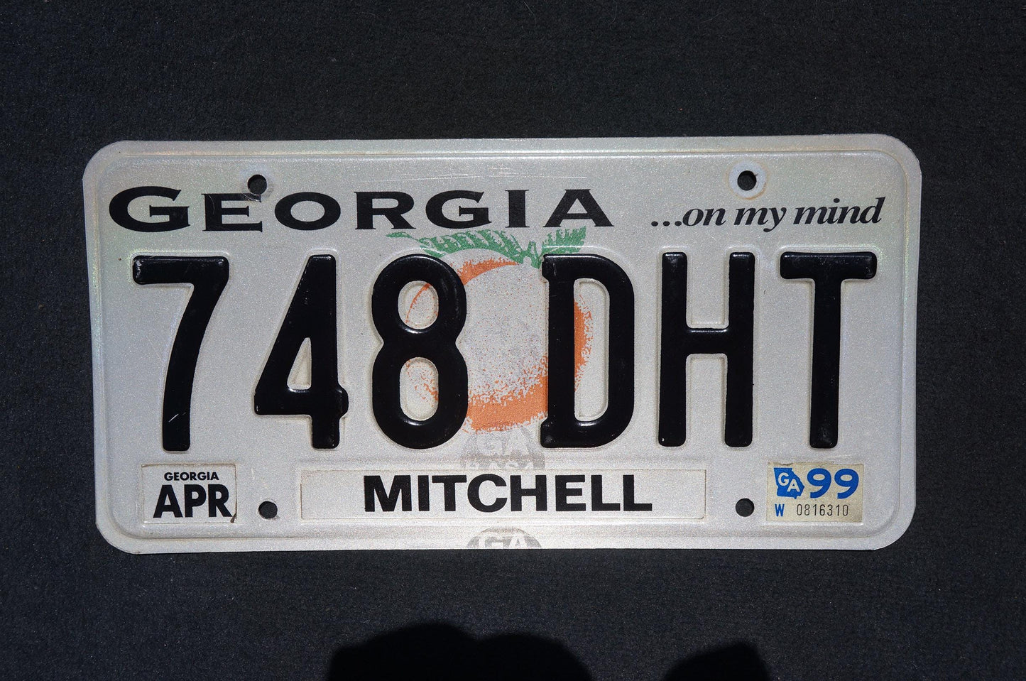 1999 Georgia On My Mind Peach License Plate Mitchell County