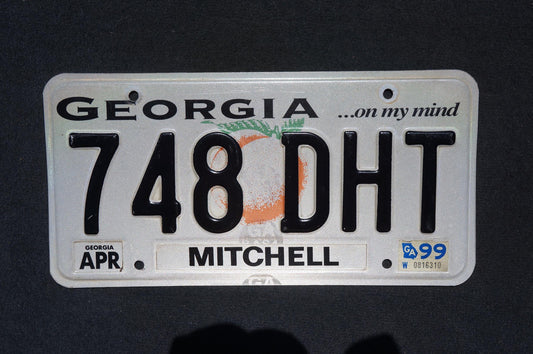 1999 Georgia On My Mind Peach License Plate Mitchell County