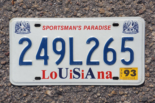 1993 Louisiana PELICAN Vintage License Plate Sportsman's Paradise