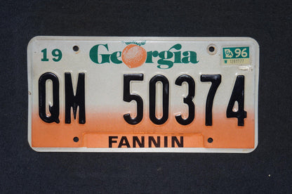 1996 Georgia Peach License Plate FANNIN County