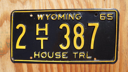 1965 Wyoming HOUSE TRAILER HT Black License Plate # 378