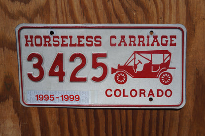 1995 1996 1997 1998 1999 Colorado HORSELESS CARRIAGE License Plate Antique Auto