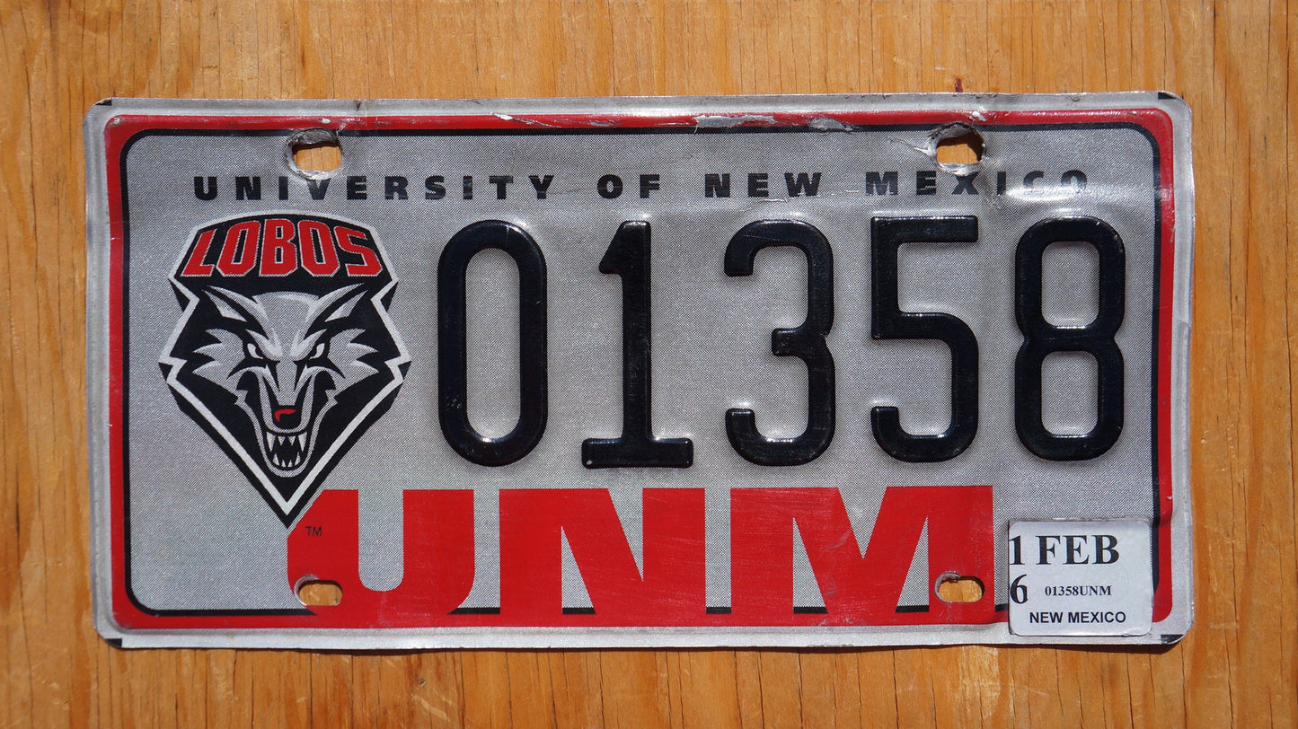 2016 University of New Mexico LOBOS UNM License Plate