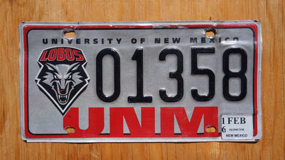 2016 University of New Mexico LOBOS UNM License Plate
