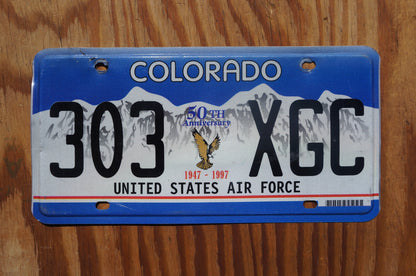 Colorado US AIR FORCE Blue Eagle License Plate -  50th Anniversary 1947 - 1997