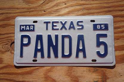 1985 Texas Vanity Vintage License Plate # PANDA 5