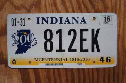 2016 Indiana Bicentennial 200 Years Graphic License Plate