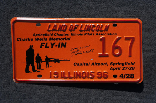 1996 Illinois Springfield Chapter Illinois Pilot Association Convention License Plate # 167