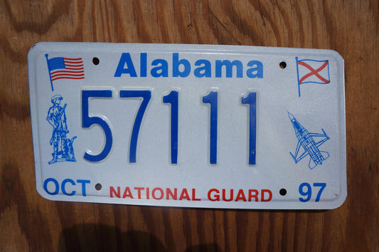 1997 Alabama National Guard Soldier Airplane Flag License Plate # 57111