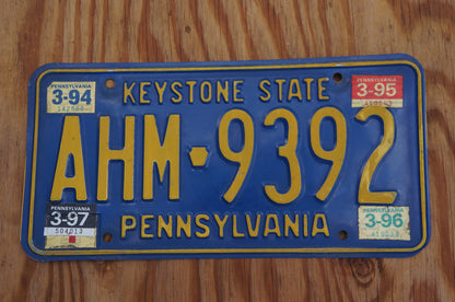 1994 1995 1996 1997 Pennsylvania KEYSTONE STATE Blue License Plate