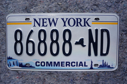 New York White License Plate New Design Statue of Liberty NYC # 86888 ND
