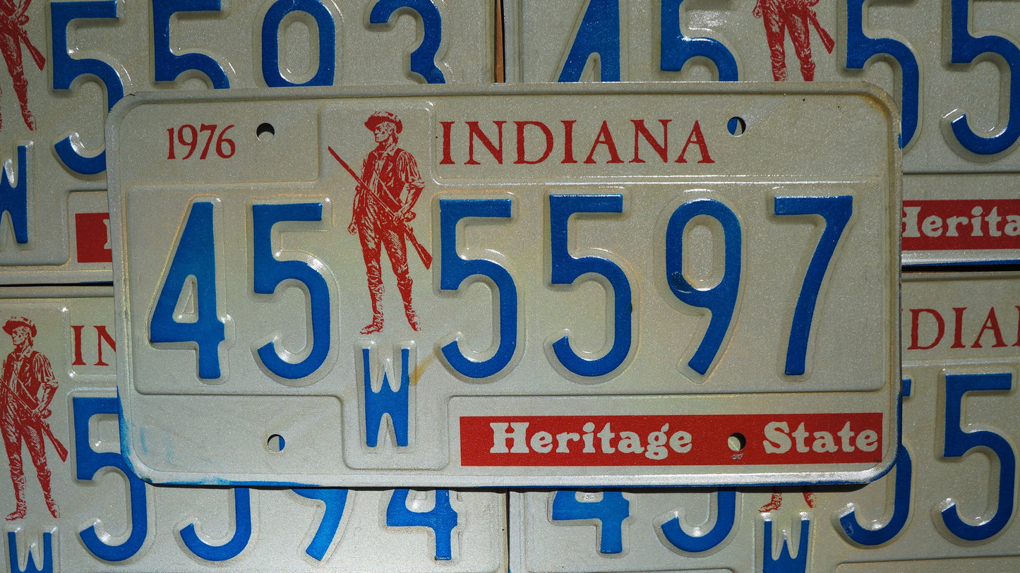 1976 Indiana Bicentennial License Plate: Minuteman Soldier Heritage