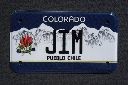2022 Colorado JIM MOTORCYCLE Pueblo Chile Blue Vanity License Plate
