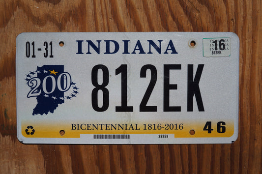 2016 Indiana Bicentennial 200 Years Graphic License Plate