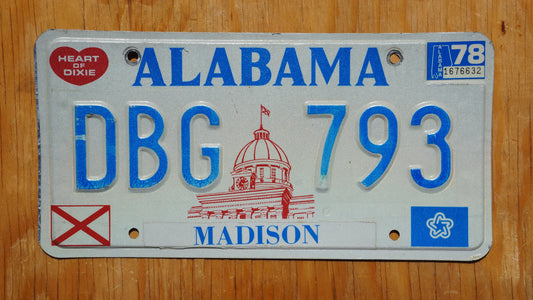 ALABAMA LICENSE PLATE - ALABAMA STATE CAPITAL Building Vintage License Plate Tag