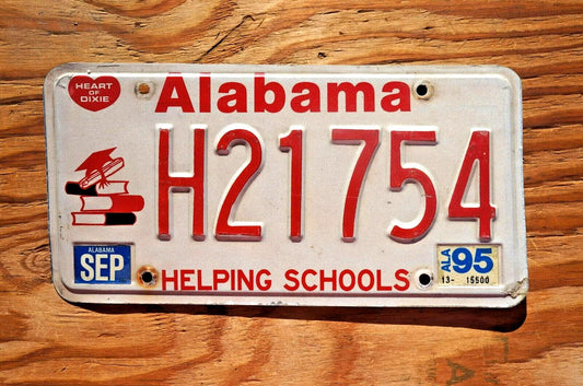One or More 1990s Alabama Helping Schools SUPPORT EDUCATION License Plate