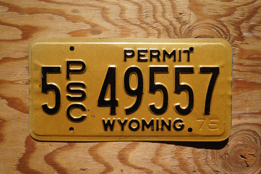 1975 Wyoming PSC Permit Public Service Commission License Plate