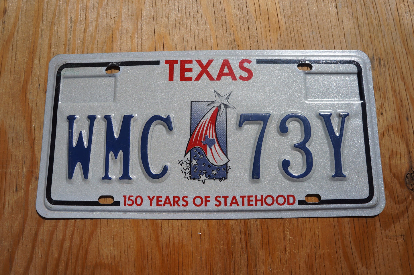 Texas Star Flag Embossed License Plate - 150 Years Of Statehood